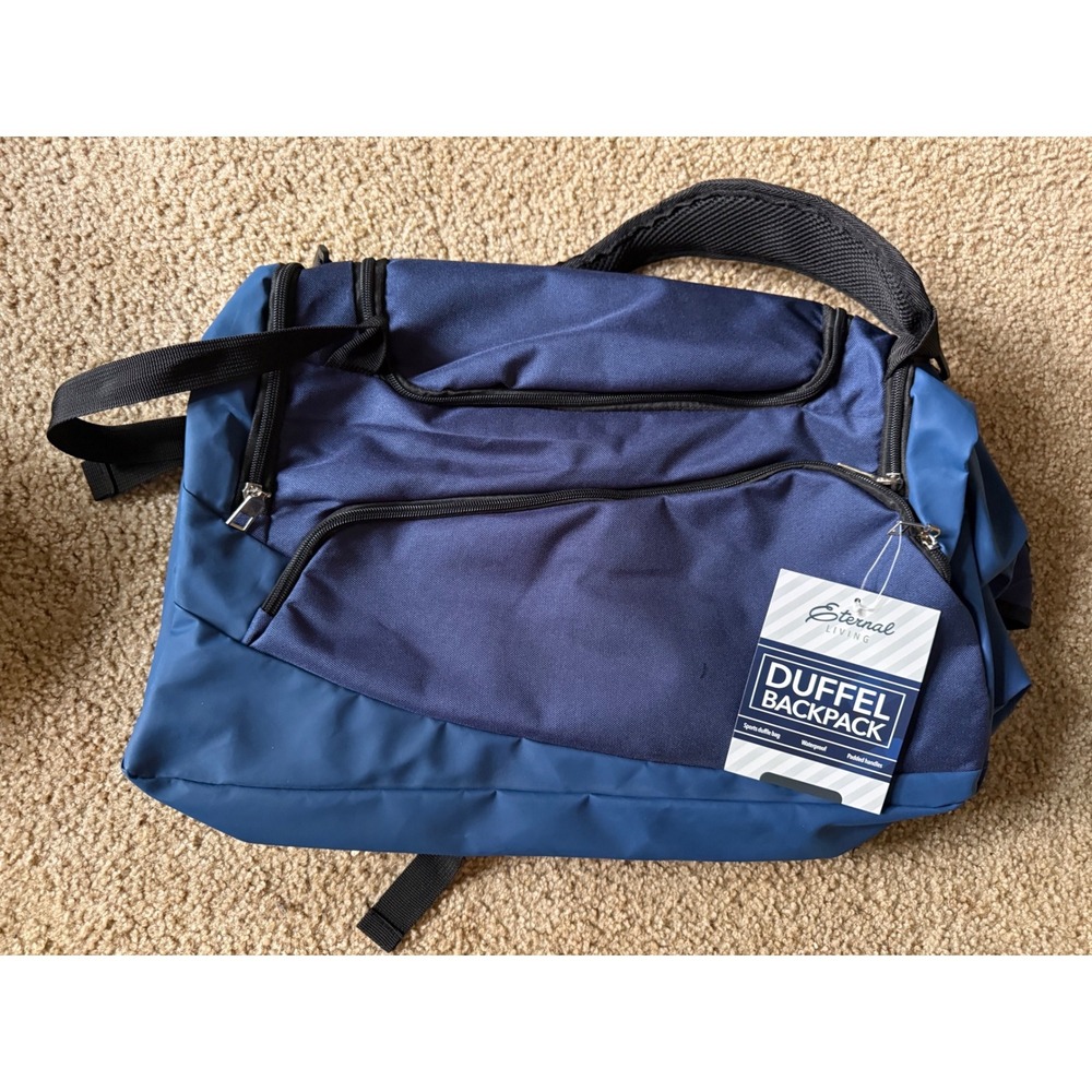 Eternal Living Duffel Backpack Blue Water Resistant Convertible Gym Travel Bag